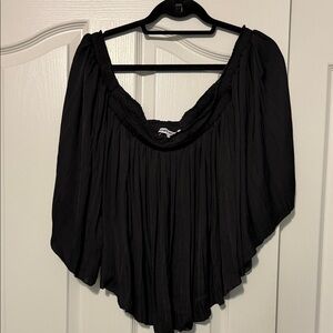 Elizabeth and James Black Draped Off-Shoulder Top
